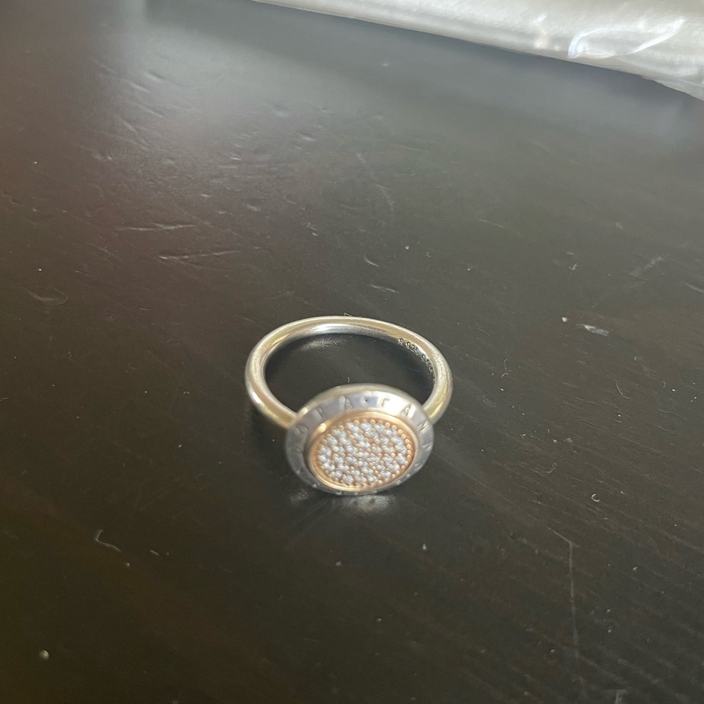 PANDORA Two tone CZ Signature ring
